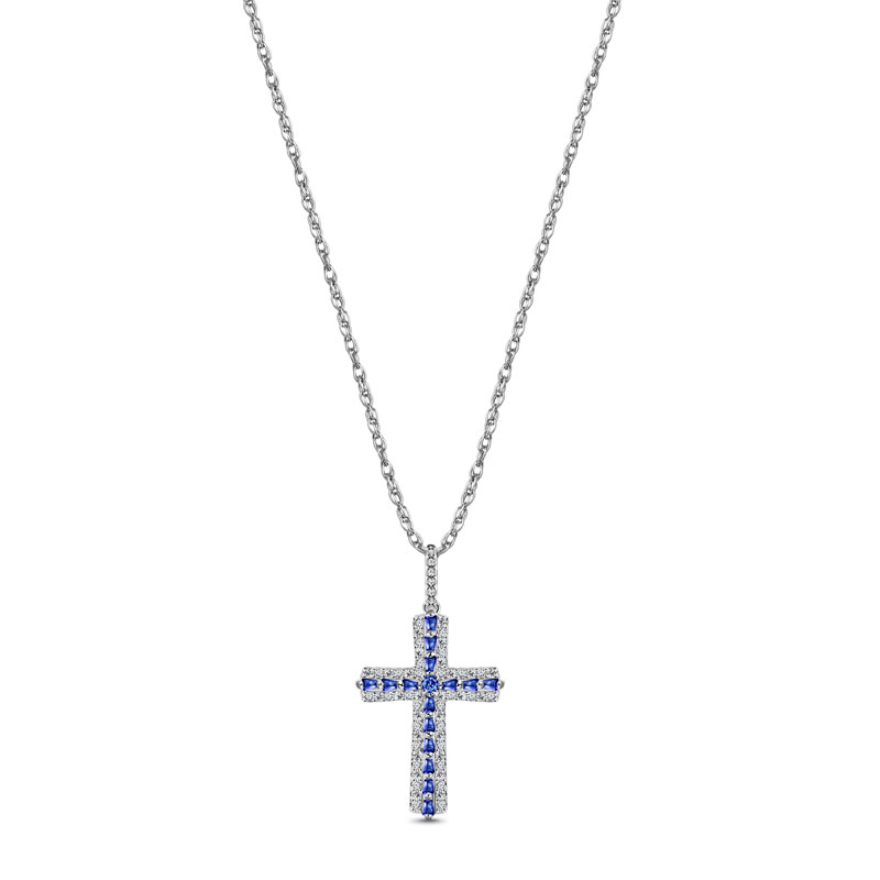 Radiant Devotion Cross Pendant-(sapphire blue)
